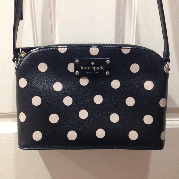 kate spade Handbags - NWOT Kate Spade Black & Beige Polka Dot Crossbody